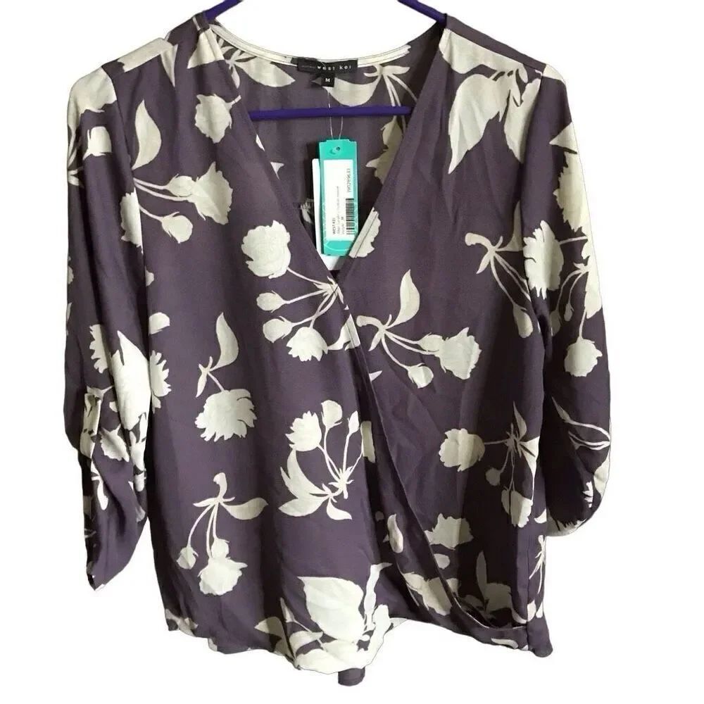 West Kei Size Medium purple floral blouse top Stitch Fix New with tags